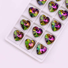 Heart Glass Crystal Beads AB Rainbow Peach For Necklace Pendant DIY Bracelet
