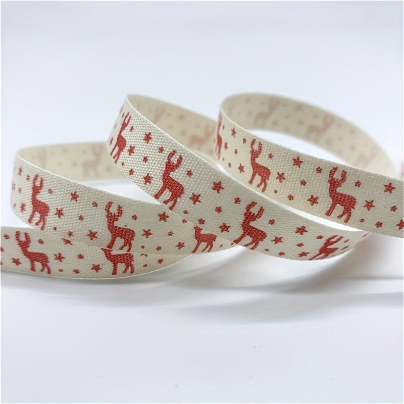 5Yards 10mm Christmas Cotton Ribbon For Sewing Fabric DIY Gift Wrapping