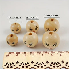 Smiling Face Wooden Beads for DIY Jewelry Making