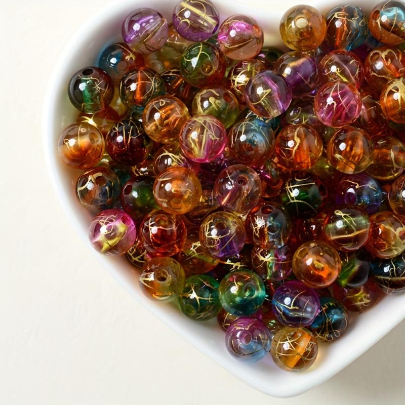 50pcs 0.31in Acrylic Stone Beads Glitter Loose Beads for Jewelry Making DIY