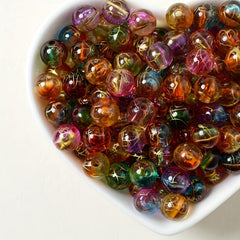 50pcs 0.31in Acrylic Stone Beads Glitter Loose Beads for Jewelry Making DIY
