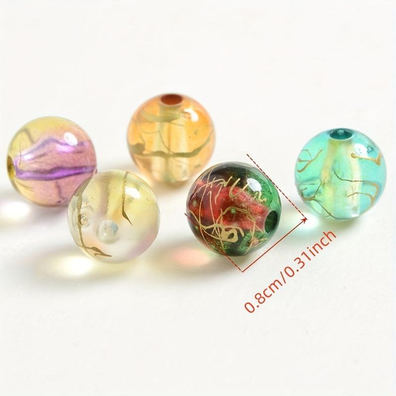 50pcs 0.31in Acrylic Stone Beads Glitter Loose Beads for Jewelry Making DIY