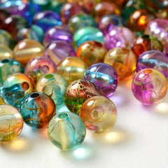 50pcs 0.31in Acrylic Stone Beads Glitter Loose Beads for Jewelry Making DIY