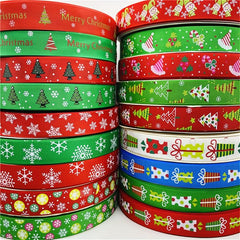 1pc 2yd 25mm Grosgrain Printed Christmas Ribbon DIY Decoration Sewing