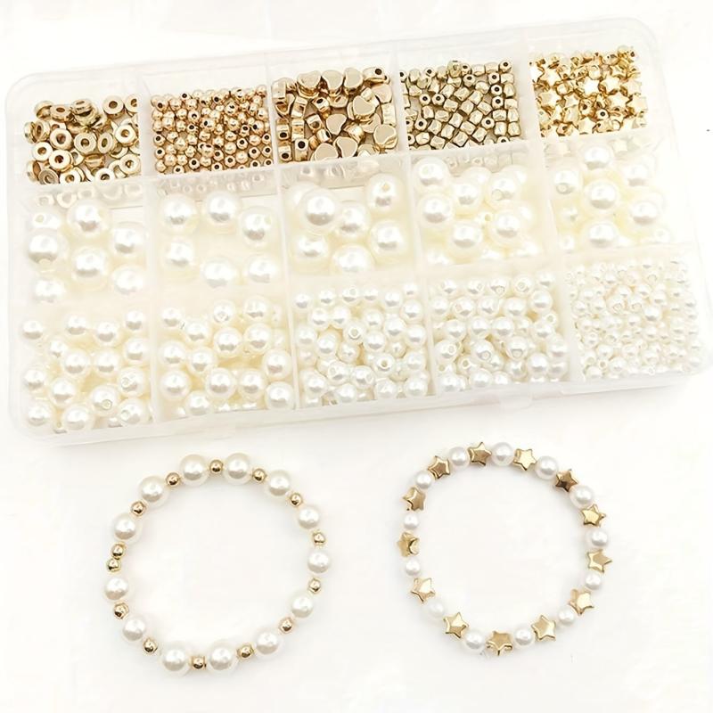 720pcs Faux Pearl & Star Spacer Beads Set DIY Bracelet Earrings Necklace
