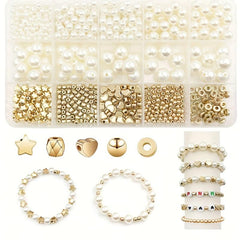 720pcs Faux Pearl & Star Spacer Beads Set DIY Bracelet Earrings Necklace