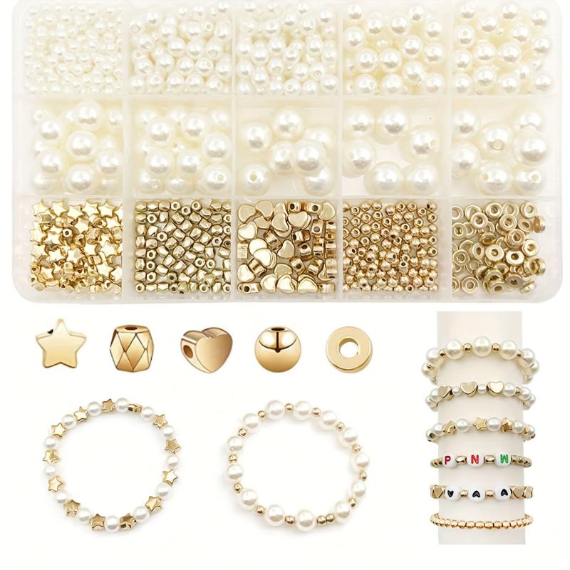 720pcs Faux Pearl & Star Spacer Beads Set DIY Bracelet Earrings Necklace