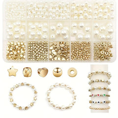 720pcs Faux Pearl & Star Spacer Beads Set DIY Bracelet Earrings Necklace