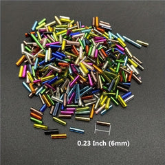 500pcs 6x2mm Long Tube Glass Beads Rainbow Jewelry Making