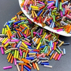 500pcs 6x2mm Long Tube Glass Beads Rainbow Jewelry Making