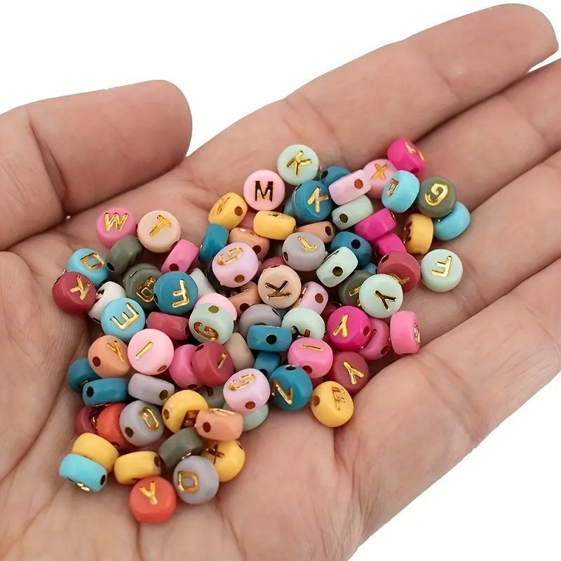 100Pcs Colorful Letter Beads - DIY Bracelets Necklaces Key Chains