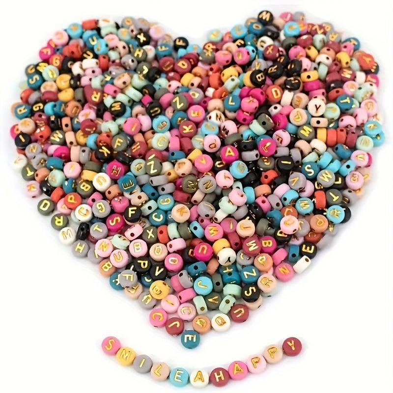 100Pcs Colorful Letter Beads - DIY Bracelets Necklaces Key Chains