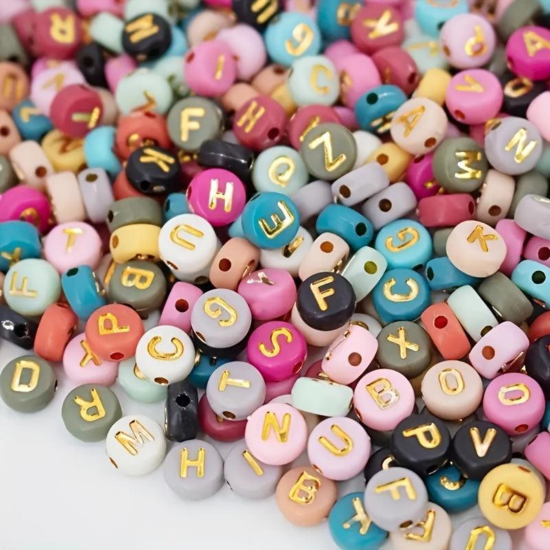 100Pcs Colorful Letter Beads - DIY Bracelets Necklaces Key Chains