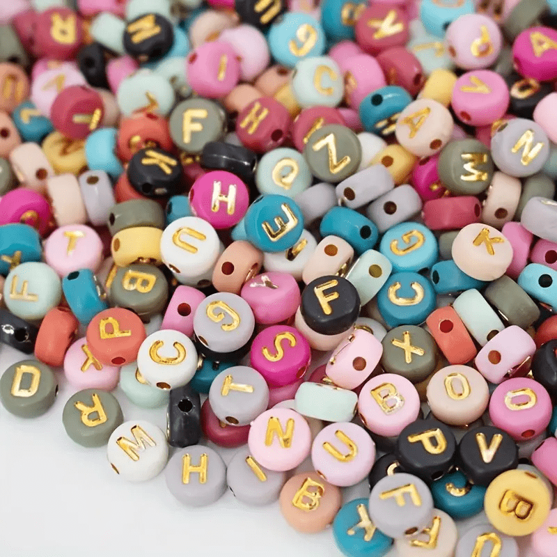 100Pcs Colorful Letter Beads - DIY Bracelets Necklaces Key Chains