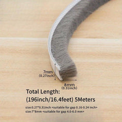 Gray Weather Stripping Brush for Sliding Windows Doors - Self Adhe