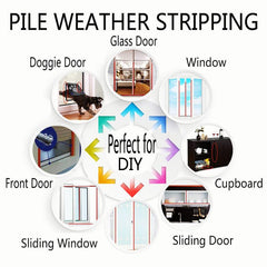 Gray Weather Stripping Brush for Sliding Windows Doors - Self Adhe