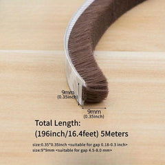 Gray Weather Stripping Brush for Sliding Windows Doors - Self Adhe