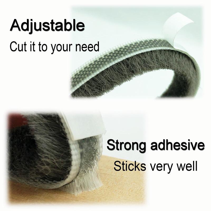 Gray Weather Stripping Brush for Sliding Windows Doors - Self Adhe