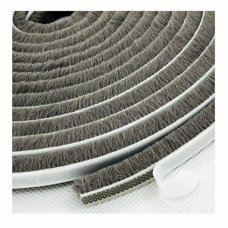 Gray Weather Stripping Brush for Sliding Windows Doors - Self Adhe