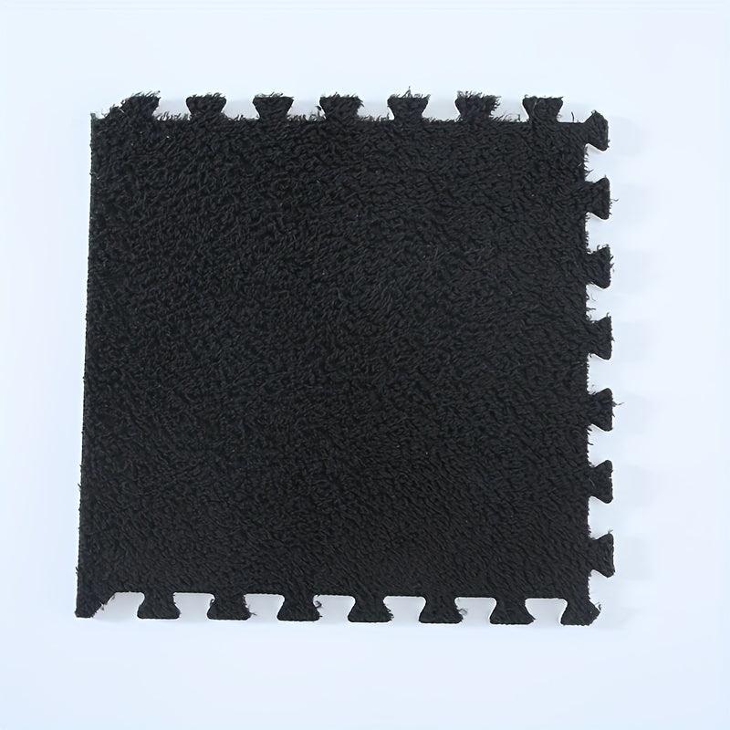 10pcs Plush Puzzle Foam Floor Mat Interlocking Carpet Fluffy Area Rug