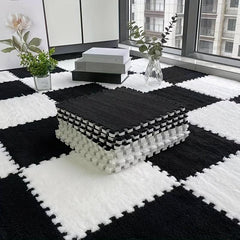 10pcs Plush Puzzle Foam Floor Mat Interlocking Carpet Fluffy Area Rug
