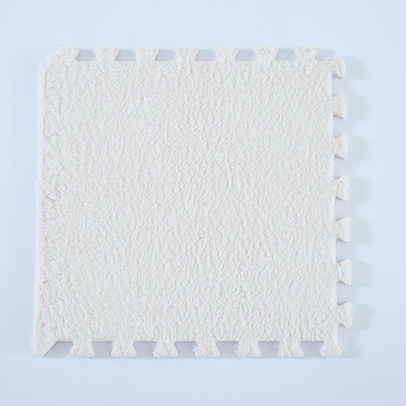 10pcs Plush Puzzle Foam Floor Mat Interlocking Carpet Fluffy Area Rug