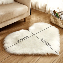 Heart Shaped Faux Sheepskin Fur Area Rug, Soft Fluffy Shag Rug for Girls Bedroom