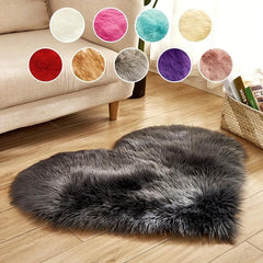 Heart Shaped Faux Sheepskin Fur Area Rug, Soft Fluffy Shag Rug for Girls Bedroom