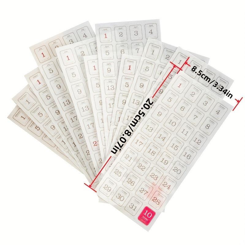 12pcs Calendar Decorative Stickers Scrapbooking DIY Label Diary Stationery