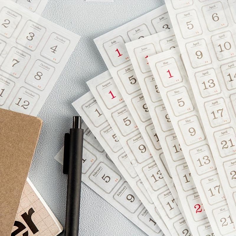 12pcs Calendar Decorative Stickers Scrapbooking DIY Label Diary Stationery