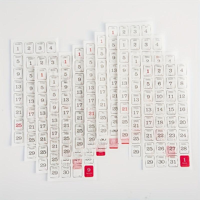 12pcs Calendar Decorative Stickers Scrapbooking DIY Label Diary Stationery