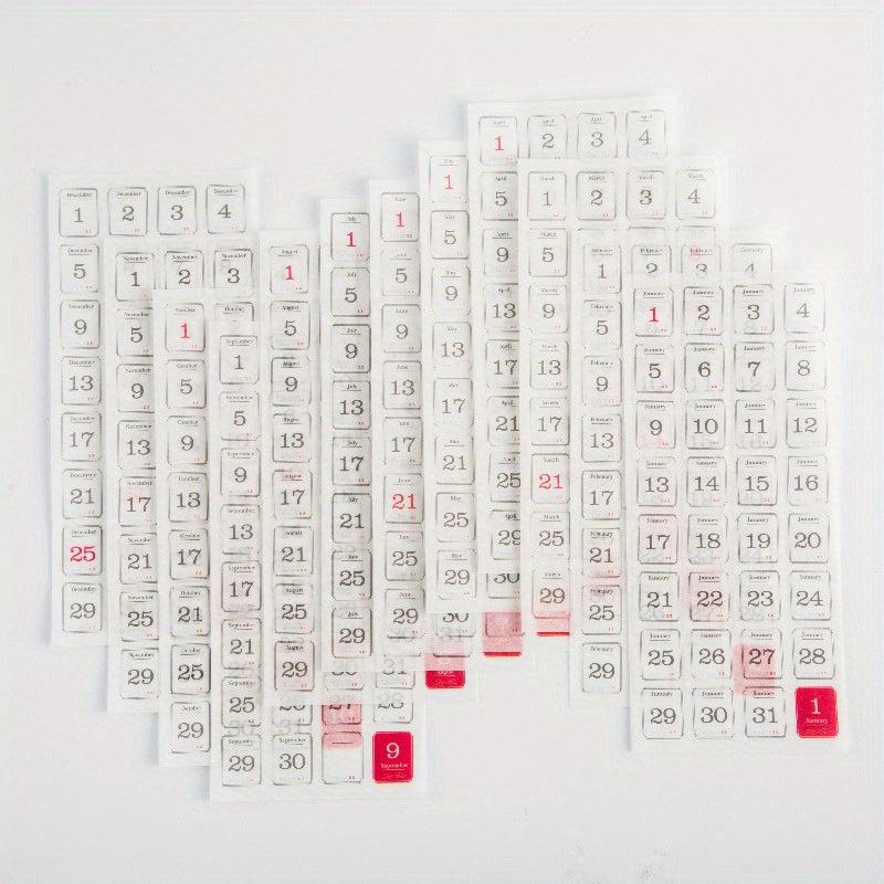 12pcs Calendar Decorative Stickers Scrapbooking DIY Label Diary Stationery
