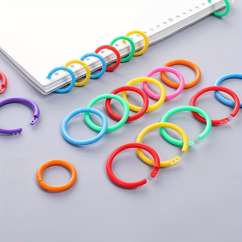 50pcs Colorful Plastic Loose leaf Binding Rings Removable Cover Fixed Buckle