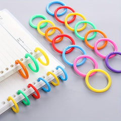 50pcs Colorful Plastic Loose leaf Binding Rings Removable Cover Fixed Buckle