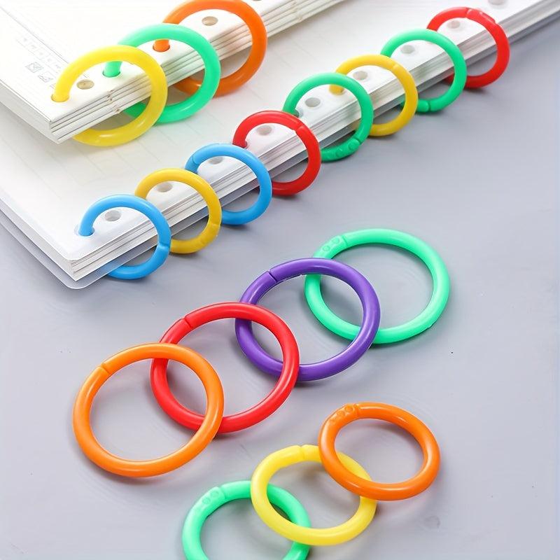 50pcs Colorful Plastic Loose leaf Binding Rings Removable Cover Fixed Buckle