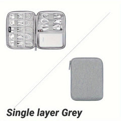 Gray Digital Storage Bag for Electronics Accessories