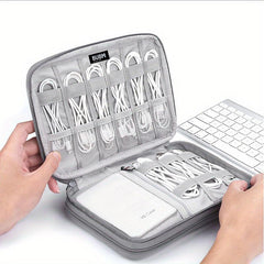Gray Digital Storage Bag for Electronics Accessories