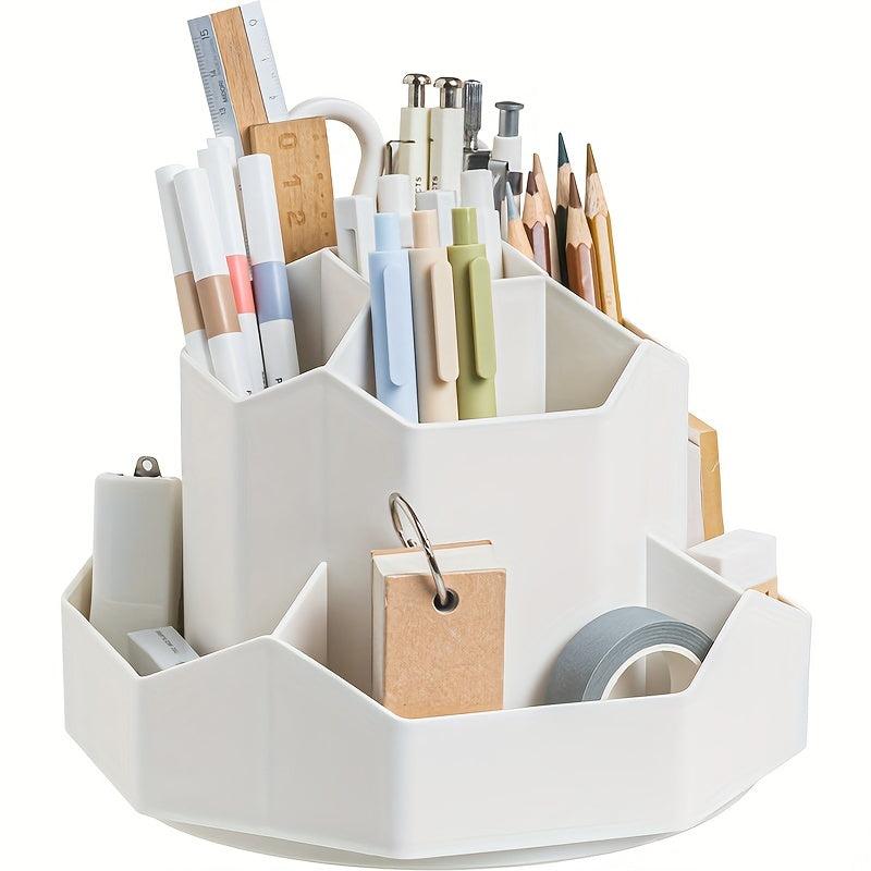 High Capacity Rotating Pen Holder for Workspace Organization