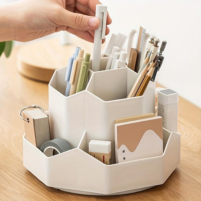 High Capacity Rotating Pen Holder for Workspace Organization