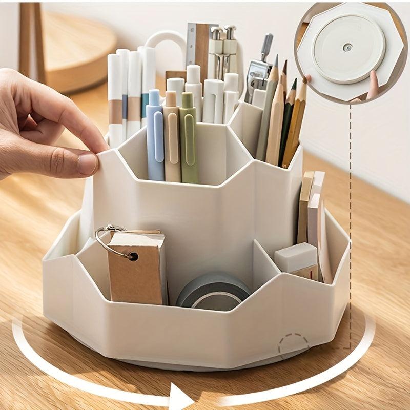 High Capacity Rotating Pen Holder for Workspace Organization