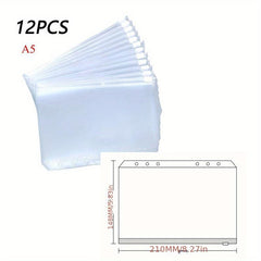 12PCS Binder Pockets Zipper Folders Waterproof for 6 Ring Notebook A5 A6 A7