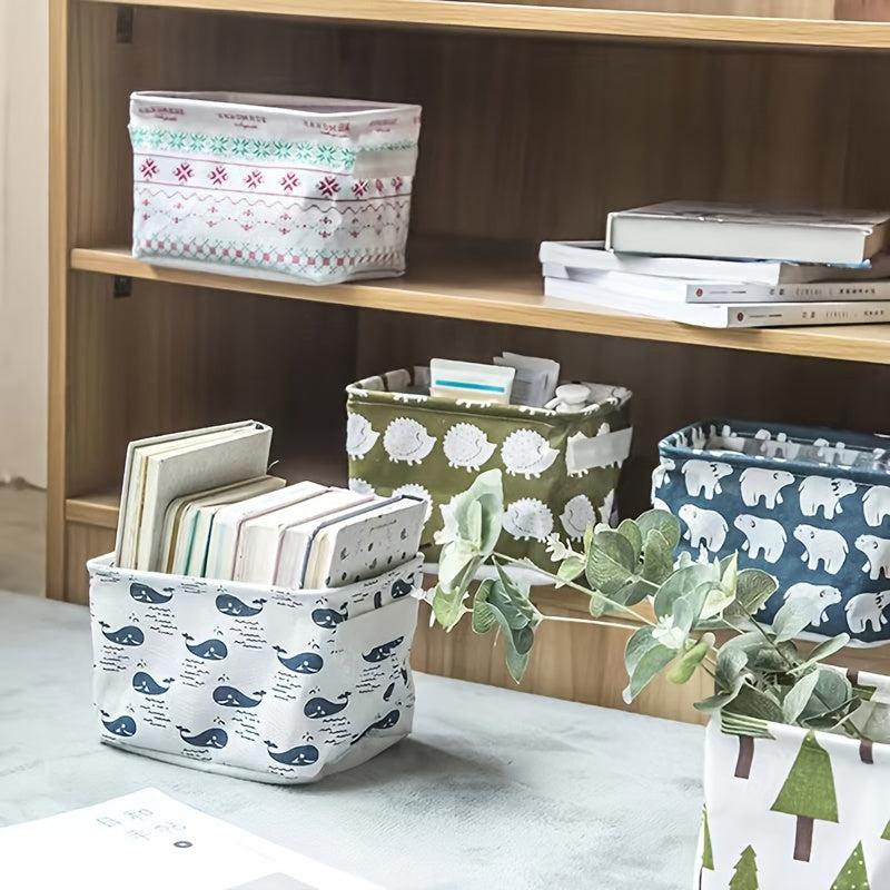 Cotton & Linen Desktop Storage Box Fabric Storage Basket - Small Fresh Design
