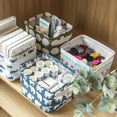 Cotton & Linen Desktop Storage Box Fabric Storage Basket - Small Fresh Design