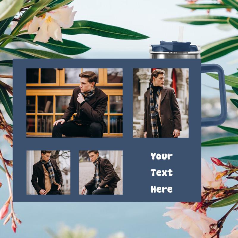 Custom Stainless Steel Tumbler w/ Photo & Text Insulated Travel Mug