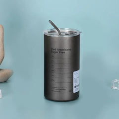 Stainless Steel Tumbler with Double Straw Iced Americano Sugar