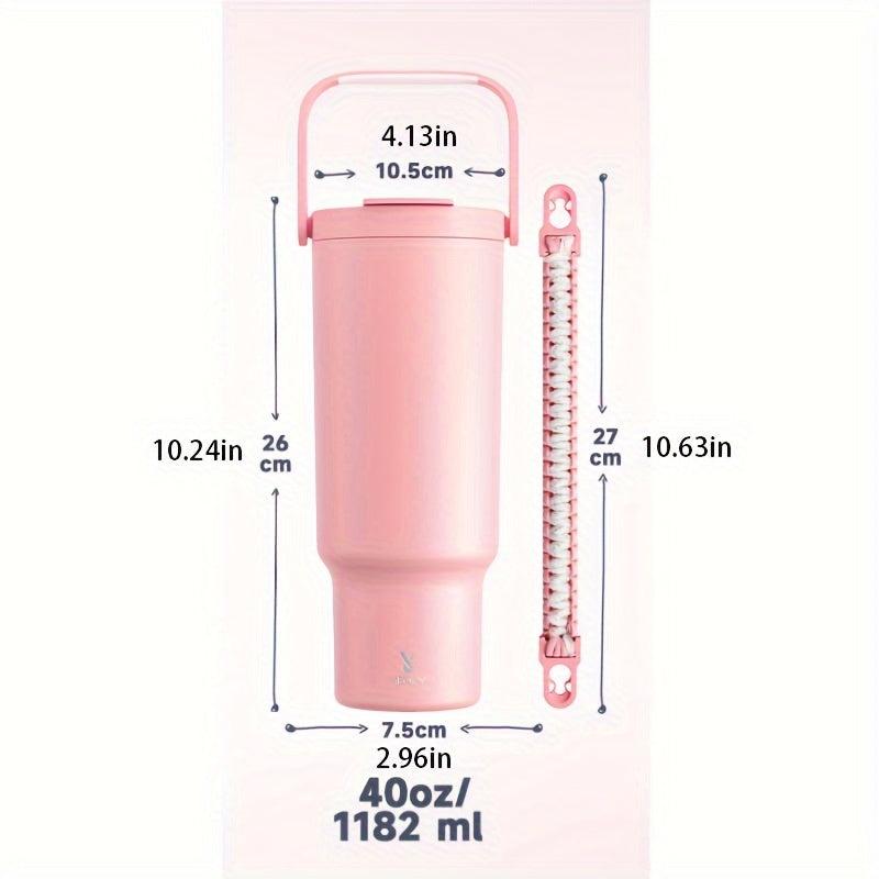 40oz Stainless Steel Travel Mug Leak Proof Keeps Drinks Hot or Cold Strawberry