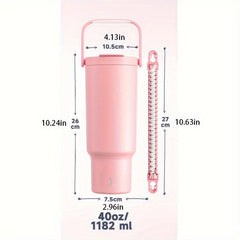 40oz Stainless Steel Travel Mug Leak Proof Keeps Drinks Hot or Cold Strawberry