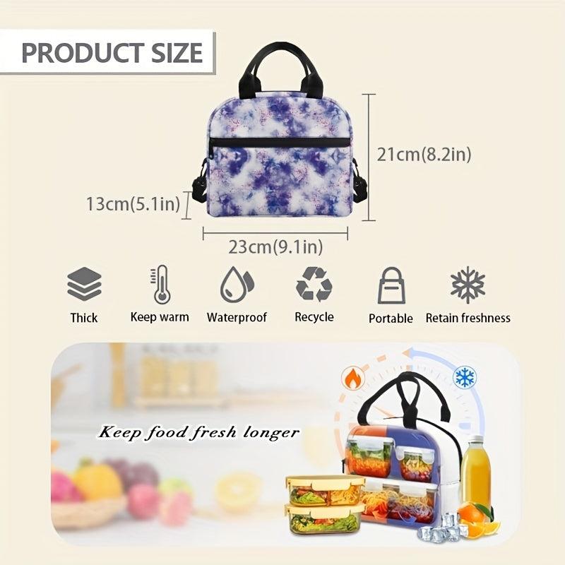 Tie Dye Splash Ink Insulated Lunch Bag Portable Thermal Cooler Tote Work Travel