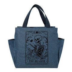 Insulated Lunch Bag Skeleton Reading Print Portable Thick Cooler Box