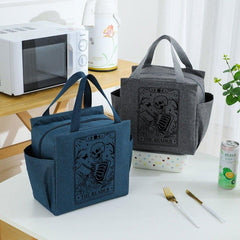 Insulated Lunch Bag Skeleton Reading Print Portable Thick Cooler Box